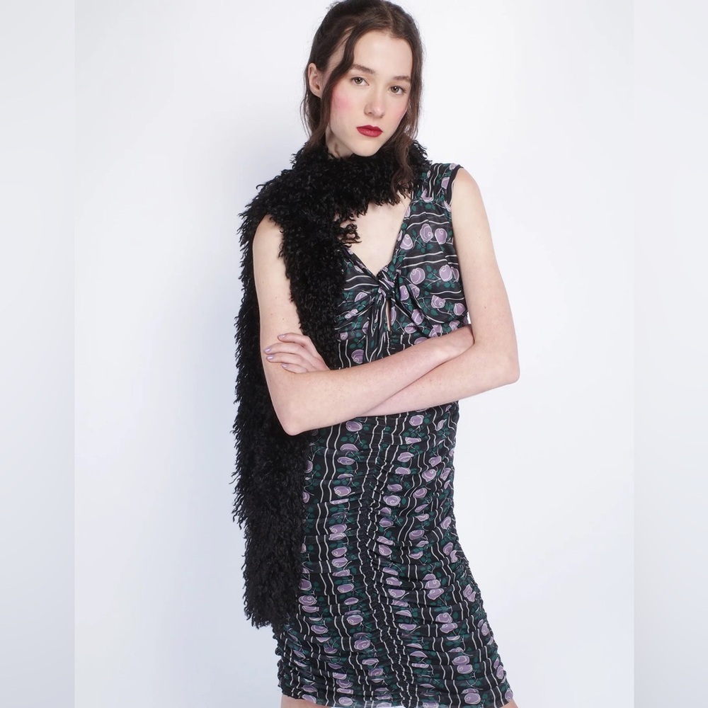 Anna Sui Black Faux-Fur Scarf